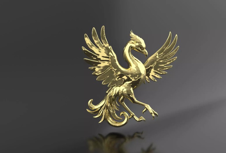 Flying Bird Gold 3D Model 3D print model