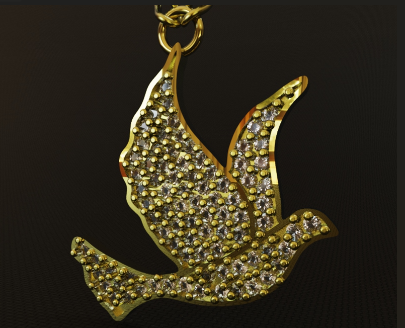 Diamond Bird Pendant 3D Model