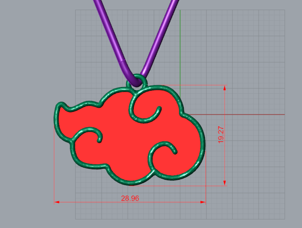 Akatsuki Red Cloud Pendant 3D print model